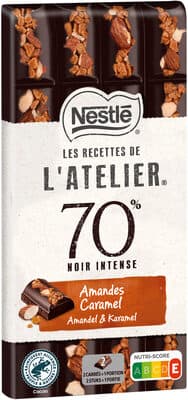 70% Noir intense Amandes Caramel