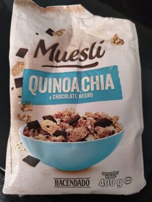 Muesli con quinoa, chía y chocolate negro