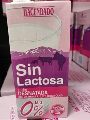 Leche desnatada sin lactosa