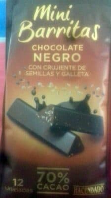 Mini barritas chocolate negro con semillas y galleta