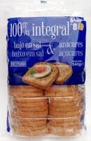 Pan tostado 100% integral bajo en sal y en azúcares