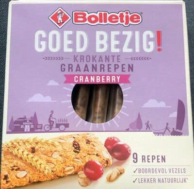 Krokante graanrepen cranberry