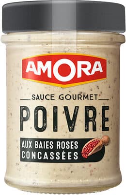 Amora Sauce Gourmet Poivre aux Baies Roses Concassées 188g