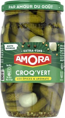 Amora Croq'Vert Cornichons Extra-Fins aux Épices & Aromate 210g