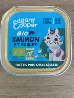 Pâté bio chats adultes saumon et poulet