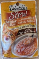 Delectables Lickable Treat - Stew - Senior 15+ Chicken & Tuna