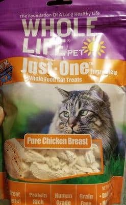 Whole Life Pet just one ingredient whole cat food treats pure chicken breast