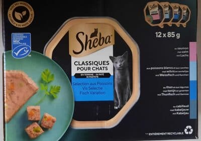 Terrines classiques pour chats coffret océan, au saumon, au cabillaud, au thon et légumes et aux poissons blanc carottes