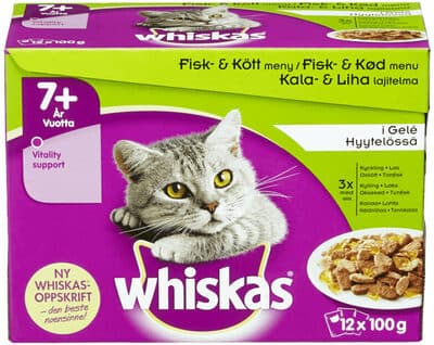 Whiskas® 7+ Fisk & Køtt i Gele 12x100g