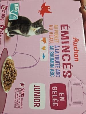 Emincés en gelée au saumon ASC, à la truite ASC, au poulet et au veau - Junior
