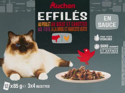 Efillés en sauce au poulet, au foie, au bœuf et carottes, à la dinde et haricots verts