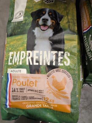 Croquettes poulet céréales, chien adulte race de grande taille