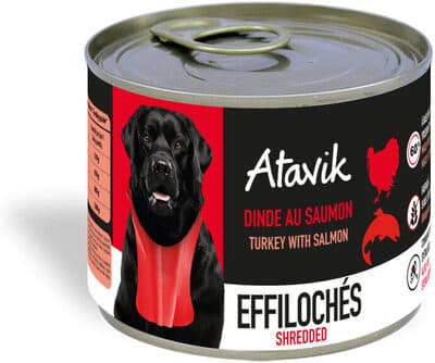 Pâtée pour chien - Effilochés - Dinde au saumon