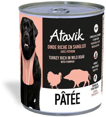 Pâtée pour chien - Dinde riche en Sanglier avec potiron