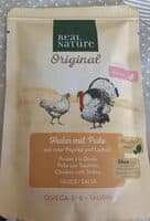 Pâté poulet à la dinde, poivron rouge, huile de saumon