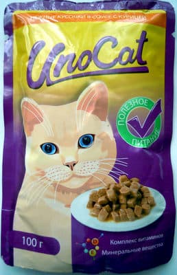 UnoCat нежные кусочки в соусе с курицей