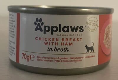 Chicken breast with ham in broth