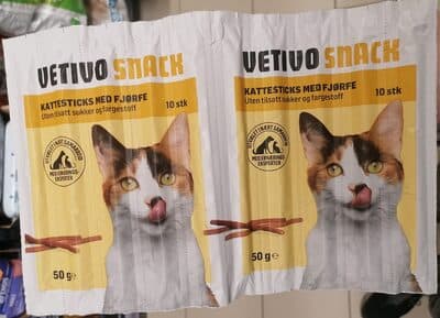 Vetivo Snacks Kattesticks med fjørfe