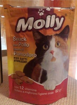 Snack con pollo ripieni di pomodoro per gatti sterilizzati