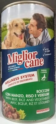 Miglior cane Bocconi con manzo, riso e verdure
