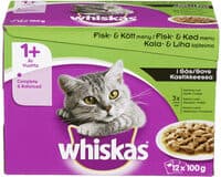 Whiskas® 1+ Fisk & Kjøtt i Saus 12x100g