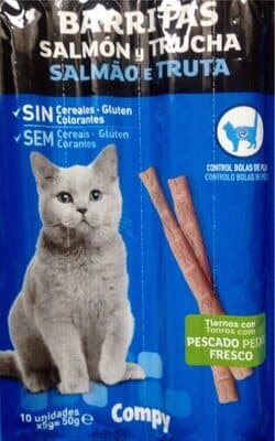 Snack gato barritas de salmón y trucha