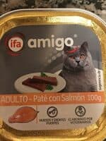 Alimento para gatos adultos, paté con salmón