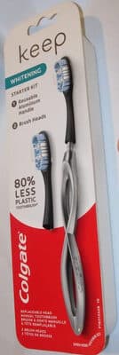 Keep Manual Toothbrush Whitening silver handle Replaceable 2 brush heads
