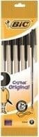 5 Stylos a Bille Cristal Noirs
