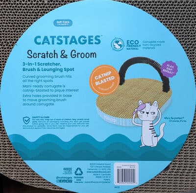 Scratch & Groom Cat Scratcher with Removable Curved Brush for Self-Grooming Station