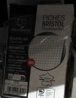 100 fiches bristol 100 x 150 mm blanches quadrillées 5x5 non perforées