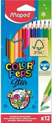 Maped Crayons Couleur Color'peps, Triangulaire, étui De 12