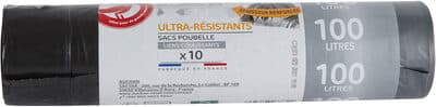 Sacs poubelle ultra-résistants liens coulissants 100 litres