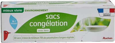 AUCHAN MIEUX VIVRE ENVIRONNEMENT SACS ALIMENTAIRE et CONGÉLATEUR MOYEN 3L 30PCS