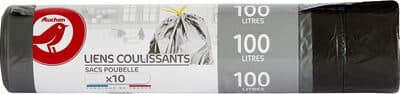 Auchan sacs poubelles avec cordon 100l 10pcs