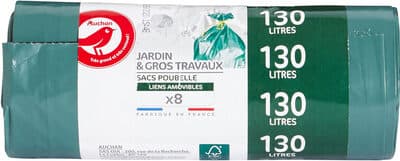 Auchan jardin sac a ordures 130l 8pcs