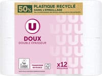 Papier toilette doux blanc 2 plis paquet de 12 rouleaux