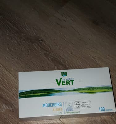 le réflexe vert mouchoir blanc 3 piles 100 % recyclés 100 mouchoirs