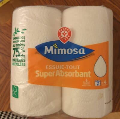 Essuie-tout Blanc, Maxi-rouleaux, Par 2, Marque Mimosa