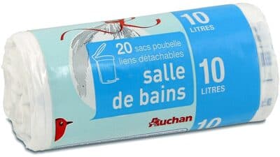 Sacs poubelle salle de bain liens détachables 10l