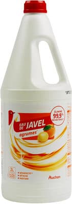 Eau de javel diluée agrumes* 2.6% de chlore actif.