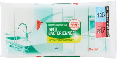 Lingettes nettoyantes multi-surfaces anti-bactériennes