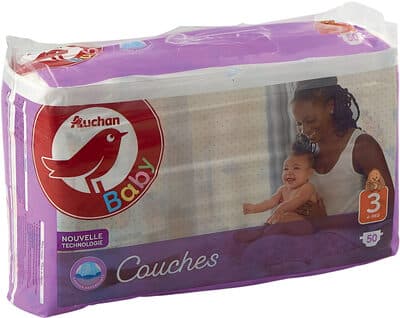 AUCHAN BABY : Couches taille 3 x 50