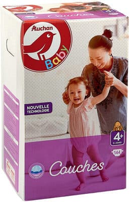 AUCHAN BABY : Couches taille 4+ x 144