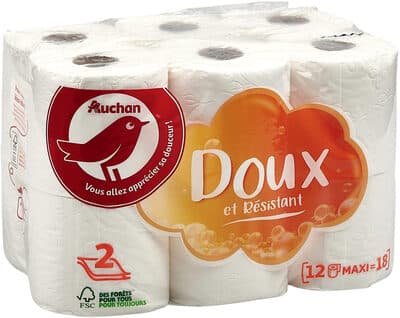Papier toilette blanc, 2 plis, maxi