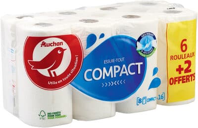 Essuie-tout compact, 2 plis
