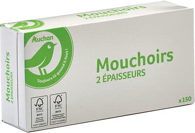 Auchan essentiel mouchoirs boite x150