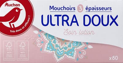 Auchan mouchoirs lotion boite x80 ultra doux
