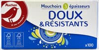 Auchan mouchoirs home boite x100 doux et resistant