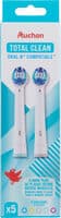 Auchan total clean brossette de rechange pour brosse à dents électrique x5